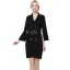 Chic / Beautiful Black Evening Dresses  2019 A-Line / Princess V-Neck Sash Long Sleeve Short Formal Dresses