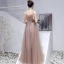 Élégant Robe De Bal 2019 Princesse Encolure Dégagée Perlage Paillettes En Dentelle Fleur Manches Courtes Dos Nu Longue Robe De Ceremonie