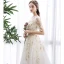 Abordable Ivoire Robe De Mariée 2019 Princesse V-Cou Paillettes En Dentelle Fleur Manches Courtes Dos Nu Train De Balayage