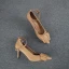 Fine Khaki Casual Damesko 2019 Lær Ankelstropp Spenne 7 cm Stiletthæler Spisse Pumps