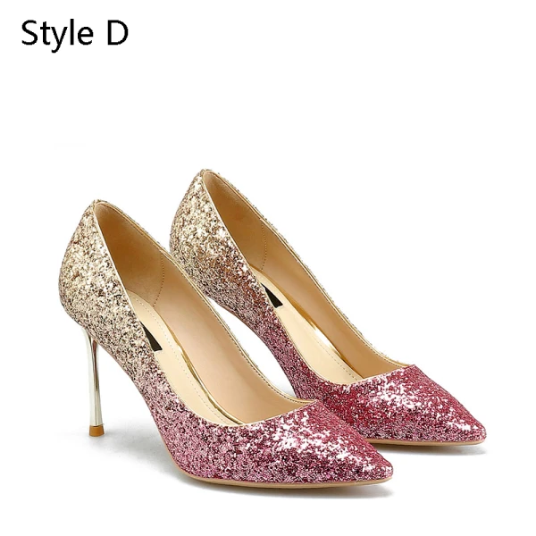 Scintillantes Argenté Cuir Soirée Escarpins 2019 Paillettes 8 cm Talons Aiguilles À Bout Pointu Escarpins