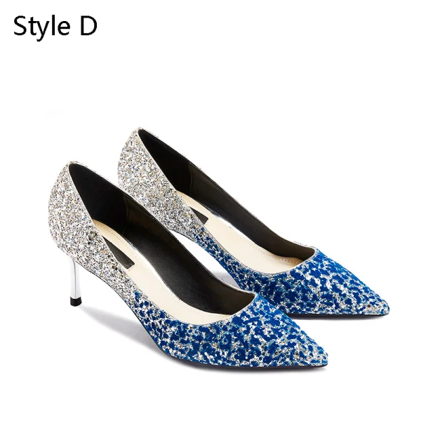 Sparkly Silver Evening Party Pumps 2019 Leather Sequins 6 cm Stiletto Heels Pointed Toe Pumps