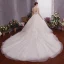 Charmant Ivoire Robe De Mariée 2019 Princesse Encolure Dégagée Perlage Appliques Manches Courtes Dos Nu Cathedral Train