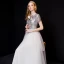 Chic / Belle Blanche Robe De Soirée 2019 Princesse Encolure Dégagée Paillettes Manches Courtes Longue Robe De Ceremonie