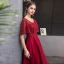 Charming Burgundy Evening Dresses  2019 A-Line / Princess Scoop Neck Sequins Short Sleeve Backless Floor-Length / Long Formal Dresses