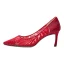 Elegant Burgundy See-through Wedding Shoes 2019 Lace 7 cm Stiletto Heels Pointed Toe Wedding Pumps