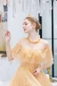 Charming Gold Evening Dresses  2019 A-Line / Princess Scoop Neck Beading Crystal Sequins Lace Flower Short Sleeve Backless Floor-Length / Long Formal Dresses