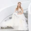 Modern / Fashion Champagne Evening Dresses  2019 A-Line / Princess Spaghetti Straps Bow Sleeveless Backless Sweep Train Formal Dresses