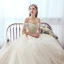 Luxury / Gorgeous Ivory Wedding Dresses 2019 A-Line / Princess Off-The-Shoulder Beading Tassel Appliques Pearl Lace Flower Short Sleeve Backless Royal Train