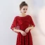 Chic / Belle Bordeaux Robe De Soirée 2018 Empire En Dentelle Fleur Perlage Encolure Dégagée Manches Courtes Longue Robe De Ceremonie