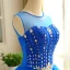 Flotte Kongeblå Cocktailkjoler 2019 Prinsesse Scoop Neck Krystal Rhinestone Ærmeløs Halterneck Korte Kjoler