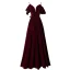 Elegant Burgundy Evening Dresses  2019 A-Line / Princess Spaghetti Straps Suede Bow Short Sleeve Backless Floor-Length / Long Formal Dresses