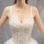 Elegant Ivory Wedding Dresses 2019 Ball Gown Spaghetti Straps Beading Sequins Lace Flower Sleeveless Backless Cathedral Train