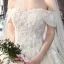 Classy Ivory Wedding Dresses 2019 Ball Gown Off-The-Shoulder Beading Sequins Lace Flower Short Sleeve Backless Cathedral Train
