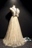 Élégant Champagne Robe De Bal 2019 Princesse Encolure Dégagée Volants En Dentelle Fleur Étoile Noeud Sans Manches Dos Nu Longue Robe De Ceremonie