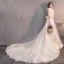 Élégant Champagne Robe De Mariée 2019 Princesse V-Cou Perlage Paillettes En Dentelle Fleur Sans Manches Dos Nu Noeud Chapel Train