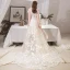 Schöne Ivory / Creme Strand Brautkleider / Hochzeitskleider 2019 A Linie V-Ausschnitt Schleife Spitze Blumen Ärmellos Rückenfreies Hof-Schleppe