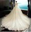 Elegant Champagne Wedding Dresses 2019 A-Line / Princess Scoop Neck Beading Sequins Sleeveless Backless Court Train