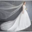 Affordable Ivory Wedding Dresses 2019 A-Line / Princess Off-The-Shoulder Beading Tassel Pearl Crystal Lace Flower Short Sleeve Backless Court Train