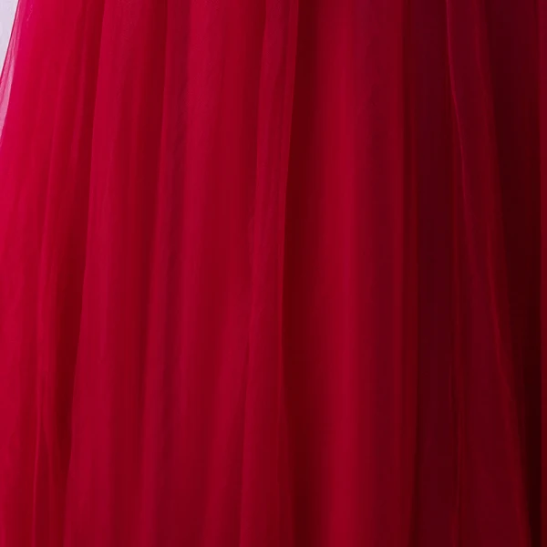 Chic / Belle Bordeaux Robe De Soirée 2018 Princesse Perlage Cristal Encolure Dégagée Dos Nu Sans Manches Longue Robe De Ceremonie