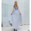 Élégant Gris Robe De Bal 2019 Princesse V-Cou En Dentelle Fleur Noeud Sans Manches Dos Nu Longue Robe De Ceremonie