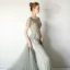 Luxury / Gorgeous Grey Evening Dresses  2019 A-Line / Princess Scoop Neck Handmade  Beading Tassel Sequins Short Sleeve Sweep Train Formal Dresses