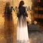 Chic / Beautiful Gradient-Color Evening Dresses  2019 A-Line / Princess Bow V-Neck 3/4 Sleeve Floor-Length / Long Formal Dresses