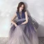 Classy Gradient-Color Evening Dresses  2019 A-Line / Princess Ruffle Sleeveless Rhinestone High Neck Floor-Length / Long Formal Dresses