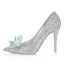 Luxe Cendrillon Fait main Argenté Chaussure De Mariée 2019 Cuir Cristal Faux Diamant 9 cm Talons Aiguilles À Bout Pointu Mariage Escarpins