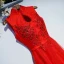 Chic / Belle Rouge Robe De Ceremonie Robe De Soirée 2017 En Dentelle Fleur Paillettes Dos Nu Col Haut Sans Manches Longue Princesse