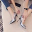 Schöne Silber Abend Pumps 2019 Lackleder Strass 10 cm Stilettos Spitzschuh Pumps