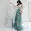 Modern / Fashion Gradient-Color Evening Dresses  2019 A-Line / Princess Spaghetti Straps Bow Sleeveless Backless Floor-Length / Long Formal Dresses