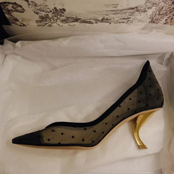 Luxury / Gorgeous Black Evening Party Pumps 2019 Leather Spotted 6 cm Stiletto Heels Pointed Toe Pumps