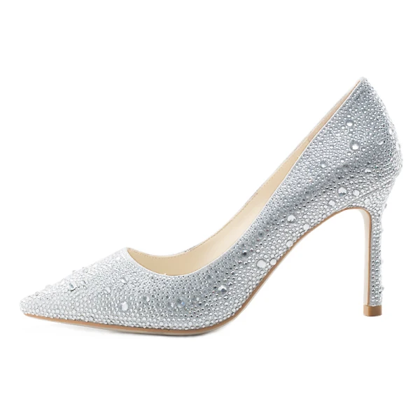 Sparkly Gold Wedding Shoes 2019 Leather Rhinestone 8 cm Stiletto Heels Pointed Toe Wedding Pumps