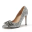 Charming Silver Evening Party Pumps 2019 Leather Crystal Sequins 10 cm Stiletto Heels Pointed Toe Pumps