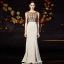 Classy Champagne Evening Dresses  2019 A-Line / Princess Scoop Neck Beading Rhinestone Pearl Sleeveless Backless Floor-Length / Long Formal Dresses