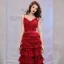 Chic / Belle Bordeaux Robe De Soirée 2019 Princesse Bretelles Spaghetti Tachetée Sans Manches Dos Nu Volants en Cascade Longue Robe De Ceremonie