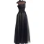 Vintage / Retro Black Evening Dresses  2019 A-Line / Princess High Neck Beading Lace Flower Sleeveless Floor-Length / Long Formal Dresses
