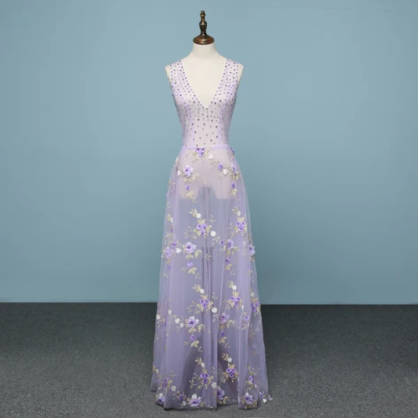 Sexy Noire Transparentes Robe De Soirée 2019 Princesse V-Cou Appliques En Dentelle Fleur Perle Faux Diamant Sans Manches Dos Nu Longue Robe De Ceremonie