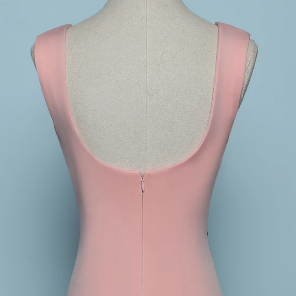 Chic / Belle Perle Rose Robe De Soirée 2019 Trompette / Sirène V-Cou Faux Diamant Sans Manches Dos Nu Longue Robe De Ceremonie