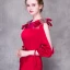 Chic / Beautiful Burgundy Evening Dresses  2019 Trumpet / Mermaid Scoop Neck Bow Beading Crystal Short Sleeve Sweep Train Formal Dresses