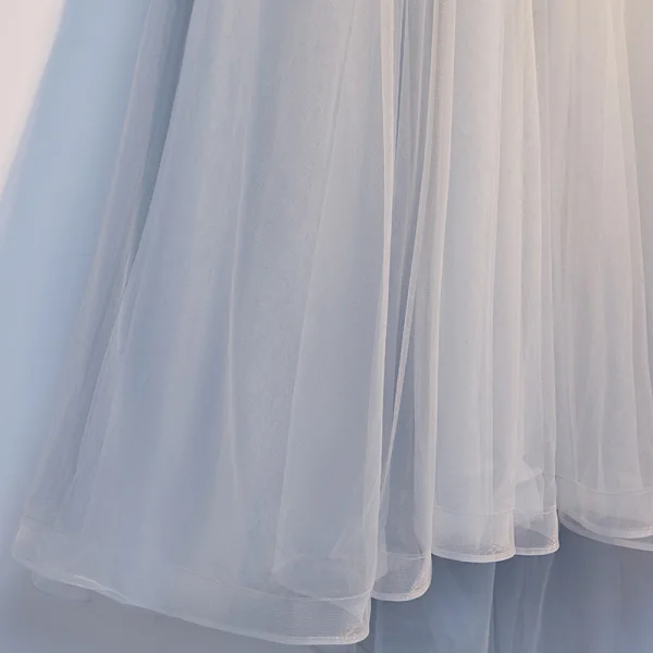 Hermoso Gris Vestidos de gala 2019 A-Line / Princess Spaghetti Straps Rebordear Lentejuelas Sin Mangas Sin Espalda Asimétrico Vestidos Formales