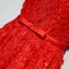 Chic / Belle Rouge Robe De Ceremonie Robe De Soirée 2017 En Dentelle Fleur Paillettes Noeud Fleurs Artificielles Bretelles croisées Mi-Longues Encolure Dégagée Princesse Sans Manches