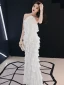 Modern / Fashion Ivory Evening Dresses  2019 Halter Sleeveless Backless Cascading Ruffles Ankle Length Formal Dresses