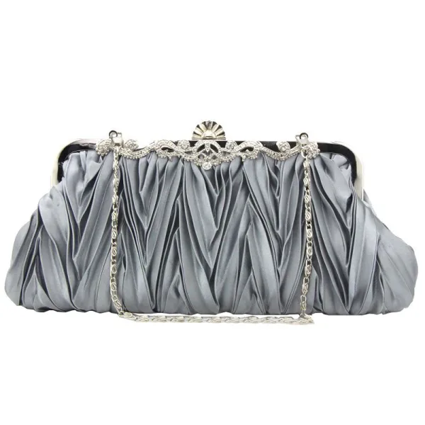 Klassieke Elegante Zilveren Handtassen Gestreept Kralen Rhinestone Velour Huwelijk Feest Accessoires 2019