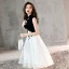 Chinese style Black Homecoming Graduation Dresses 2019 A-Line / Princess High Neck Lace Flower Star Short Sleeve Tea-length Formal Dresses