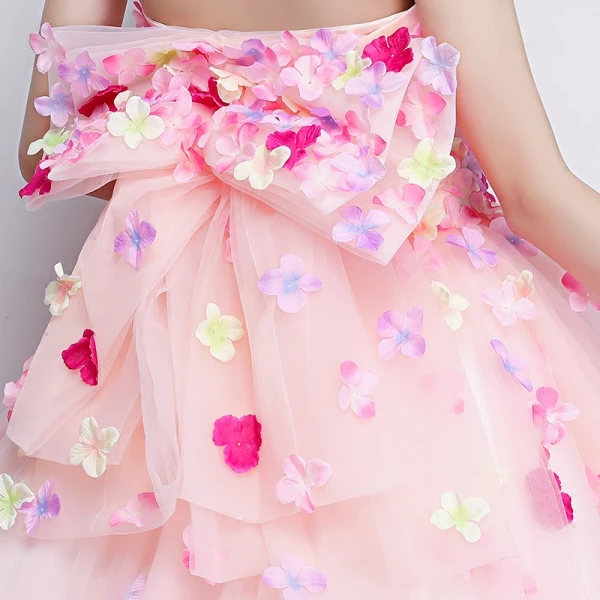 Chic / Beautiful Flower Fairy Candy Pink Prom Dresses 2019 A-Line / Princess Strapless Appliques Sleeveless Backless Bow Floor-Length / Long Formal Dresses