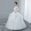 Elegant White Wedding Dresses 2018 Ball Gown Lace Flower Scoop Neck Pierced Cascading Ruffles 1/2 Sleeves Floor-Length / Long Wedding