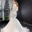 Luxury / Gorgeous Ivory Wedding Dresses 2019 Trumpet / Mermaid Scoop Neck Beading Sequins Lace Flower Long Sleeve Backless Detachable Chapel Train
