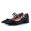 Härlig Pärla Rosa Tidsbeställning Damskor 2019 Lackläder Pärla Spänne 4 cm Låg Klack Spetsiga Pumps